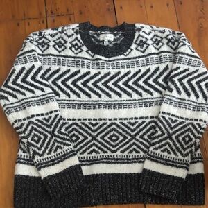 Lucky Brand Charcol & White Patterned Crewneck Sweater